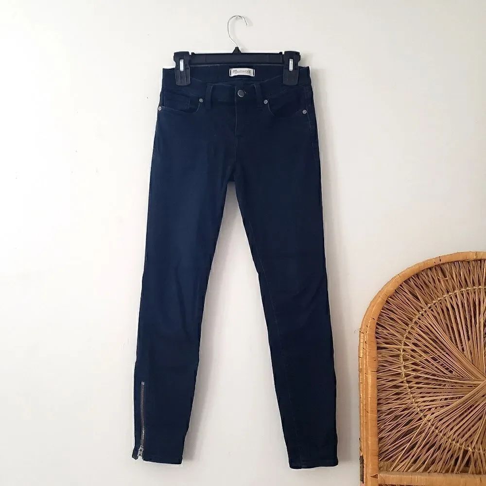 Madewell Skinny Skinny Dark Wash Jeans Low Rise Ankle Zips 25